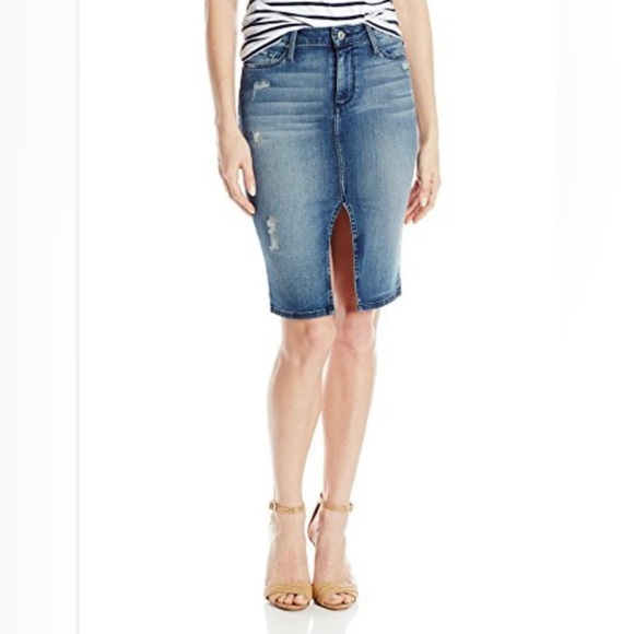 Black orchard, the pencil skirt, denim factory, distressed size 29 cool & comfy - Picture 1 of 9